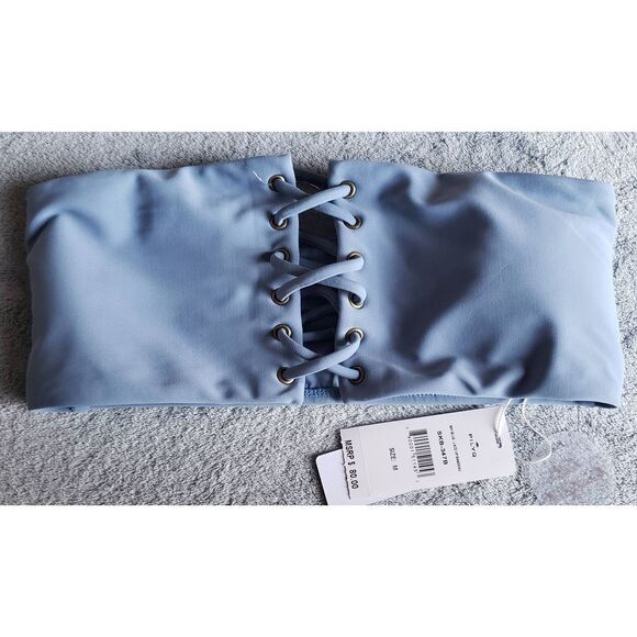 PILYQ SKY BLUE LACE UP BANDEAU NWT SIZE MED - Picture 1 of 5